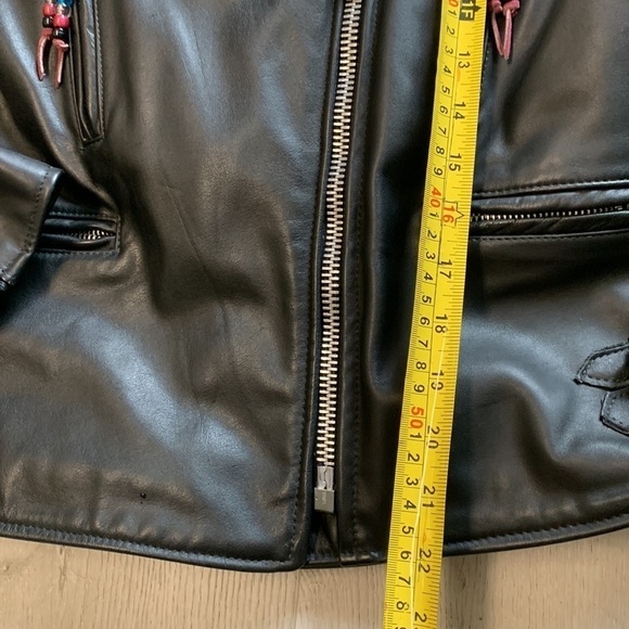 Vintage Black Leather Racer Motorcycle Lined Jacket‎ tassels beaded customized - Picture 14 of 16